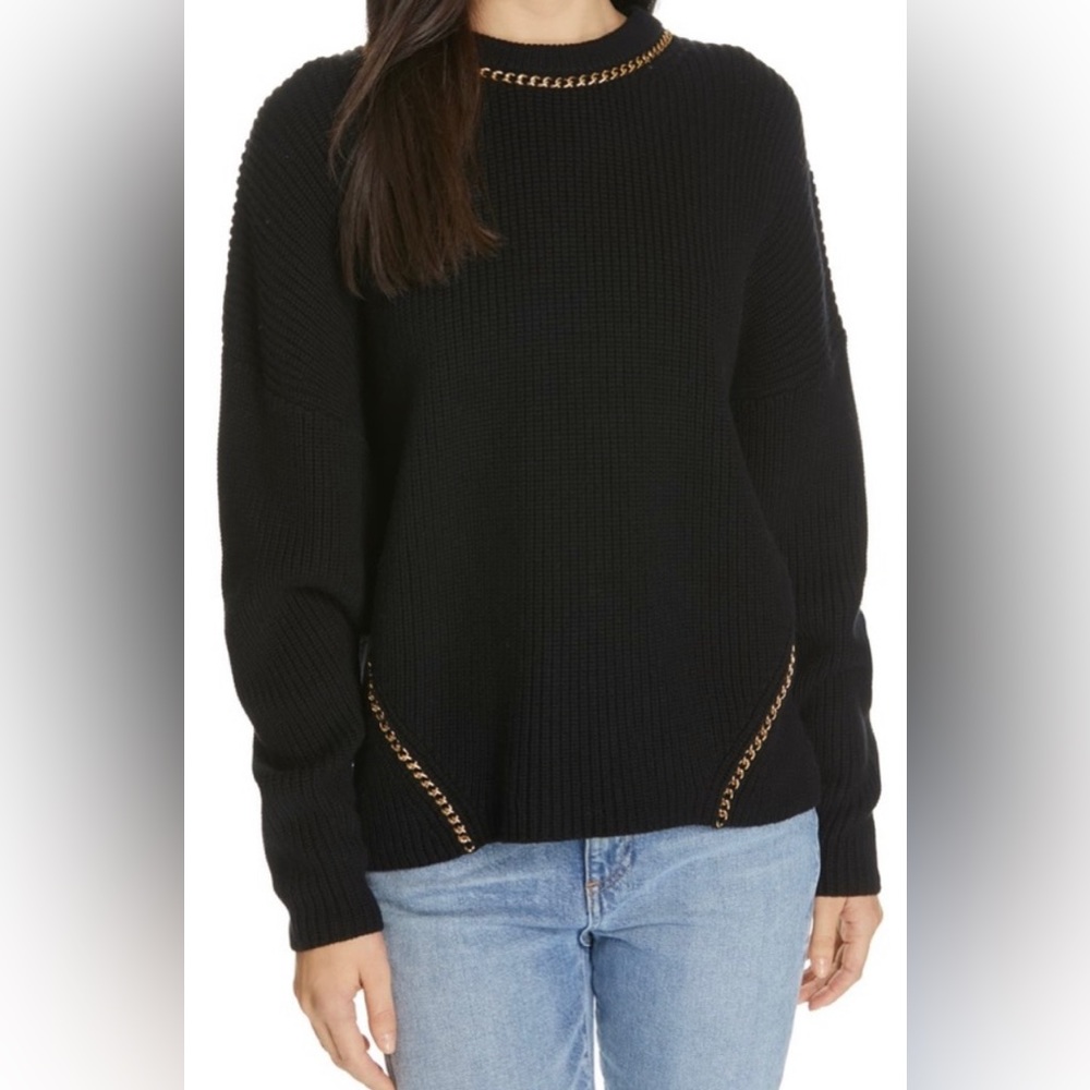 Joie Meliso Chain Sweater Caviar Size XS